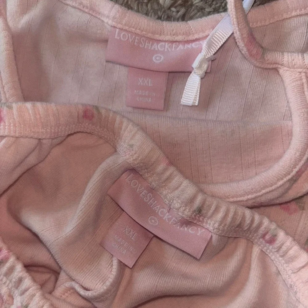 Pink floral lounge / matching pj set from Loveshackfancy in youth XXL